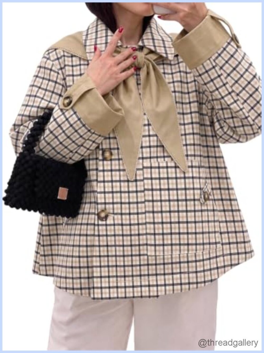 Womens Cropped Trench Coat Cape Jacket Detachable Scarf